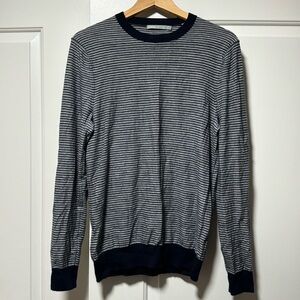 Lightly used Vince navy/white striped wool/cashmere crewneck sweater